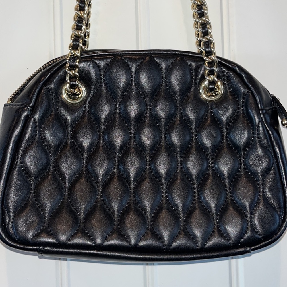 Talbots Classic classic black quilted leather adjustable chain strap purse - Picture 2 of 15
